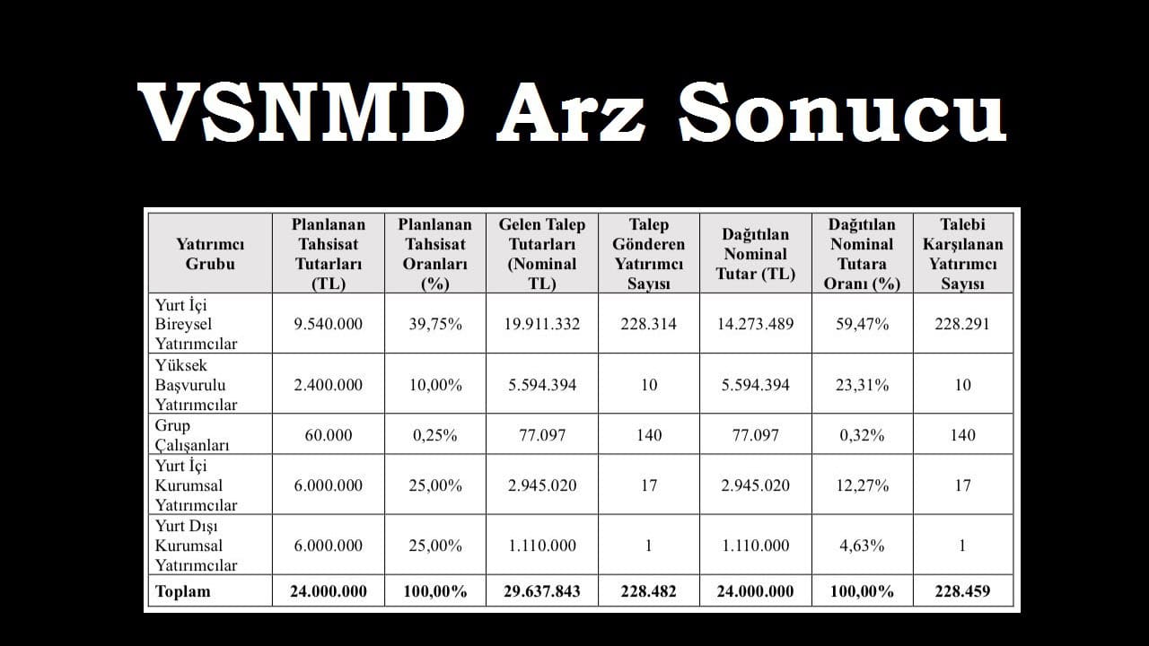 VSNMD Kaç Lot Verdi, Halka Arz Sonuçları Açıklandı